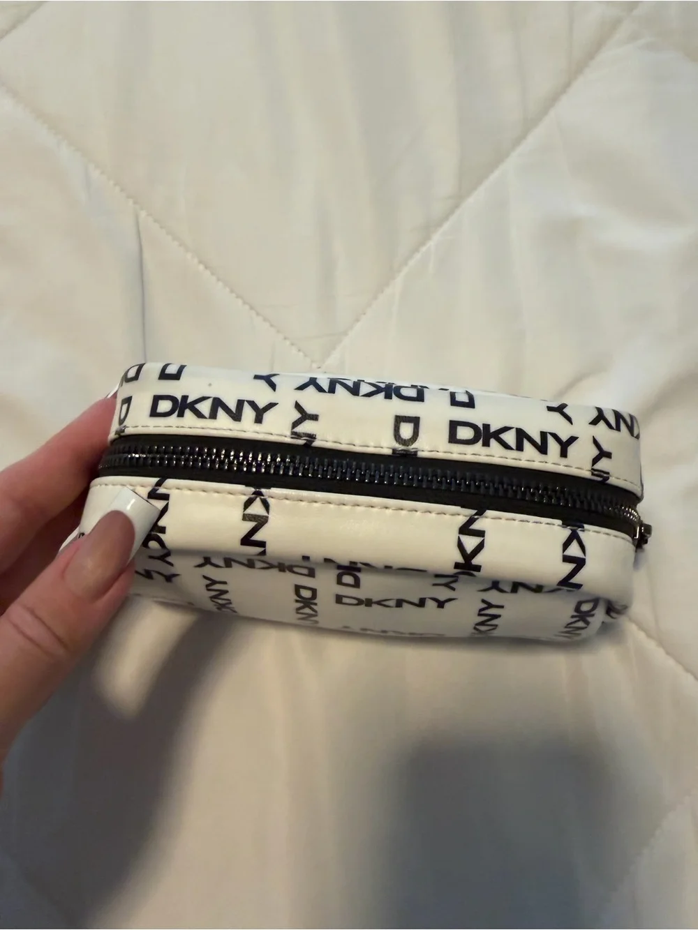 DKNY White and Black Logo Cosmetic Case